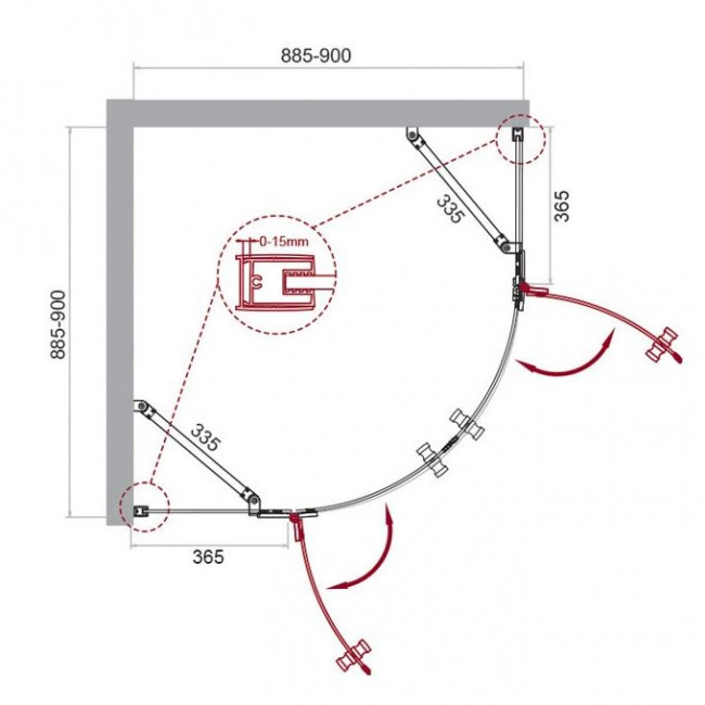 Душевой уголок BelBagno KRAFT-R-2-90-C-Cr 90*90 прозрачное