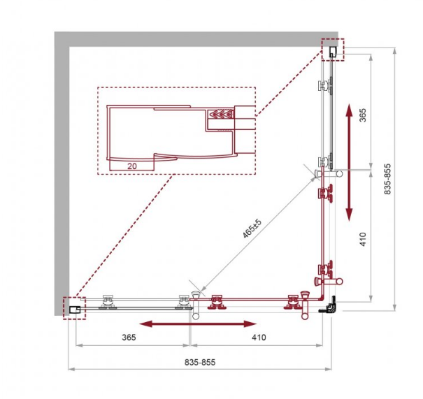 Душевой уголок BelBagno UNO-195-A-2-85-P-Cr 85*85 punto