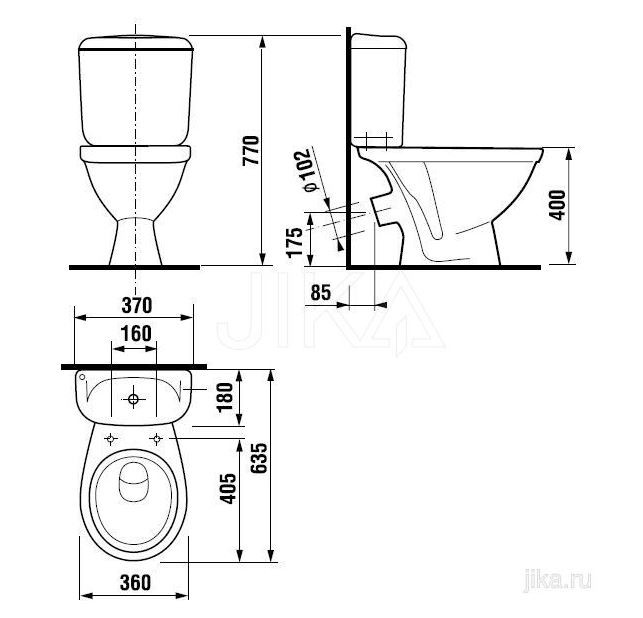 Унитаз-компакт Jika Lyra 8.2423.4.000.242.9 с косым выпуском