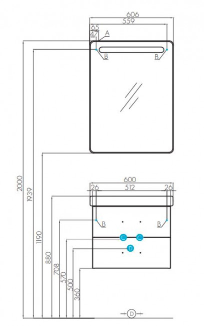 Зеркальный шкаф Акватон Америна 60 1A135302AM01L левый белый