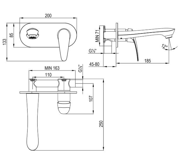 Смеситель Lemark Linara LM0426C для раковины настенный хром