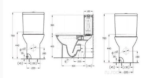 Унитаз Roca Debba Round 34299P00Y rimless напольный с бачком 34199100Y безободковый без сиденья