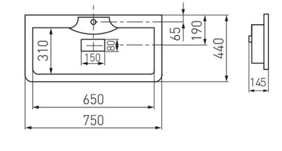 Раковина Акватон Сиена М 75 1A70613KSN010