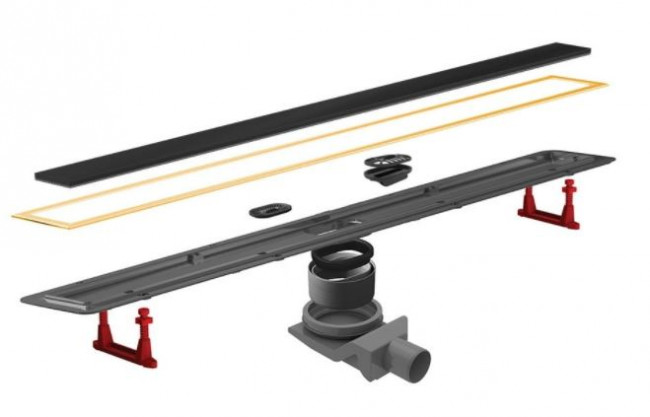 Душевой лоток Pestan Confluo Premium Line 450 13100114 Black Glass Gold