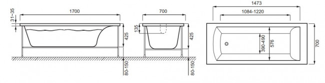 Акриловая ванна Jacob Delafon Ove E6D302RU-00 170*70