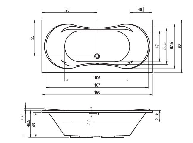 Ванна акриловая Riho Supreme 180*80 B012001005