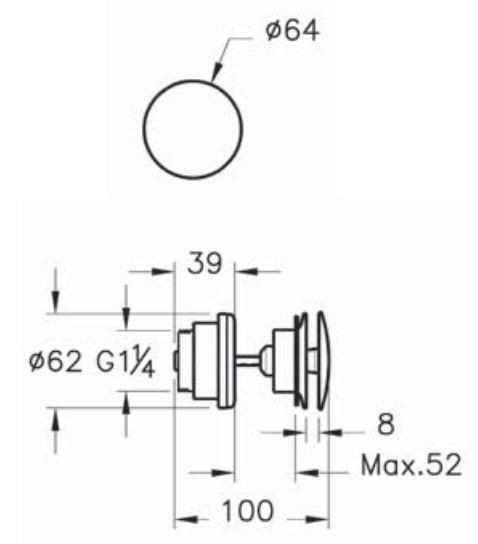 Донный клапан VitrA Origin A45149 push-open для раковины с переливом