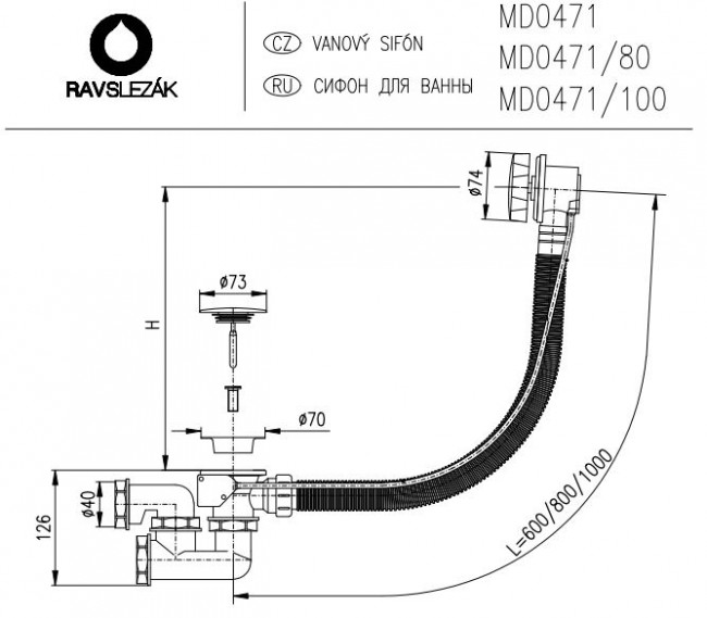 Комплект ванна Cersanit Virgo 170*75 с ножками и сливом-переливом