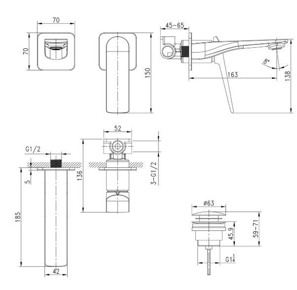 Смеситель Lemark Allegro LM5936CW для раковины настенный хром/белый