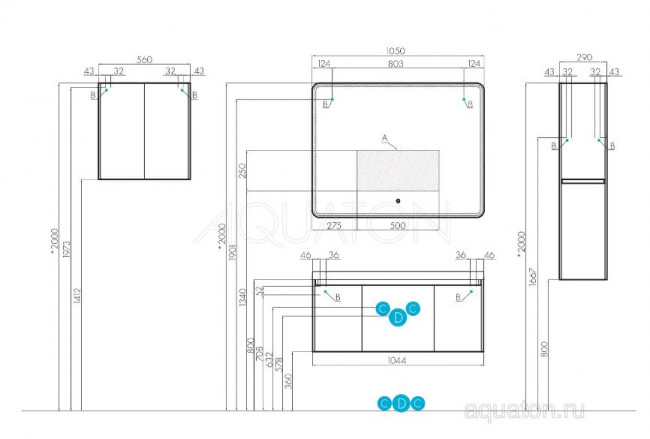 Шкаф-колонна Акватон Шерилл 1A206503SH010