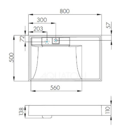 Раковина Акватон Рейн 80 графит 1A72113KRW210 для установки над стиральной машиной