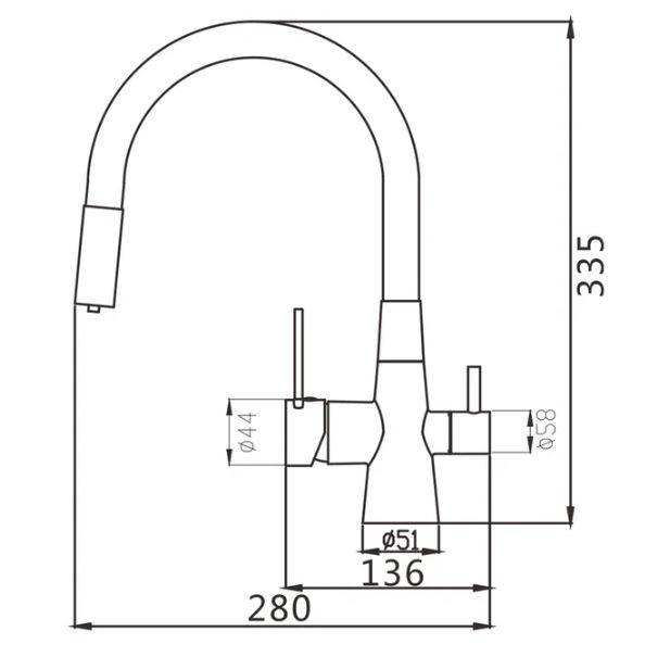 Смеситель Maretti Project Black PB31RGF71 для кухни с подключением к фильтру черный матовый