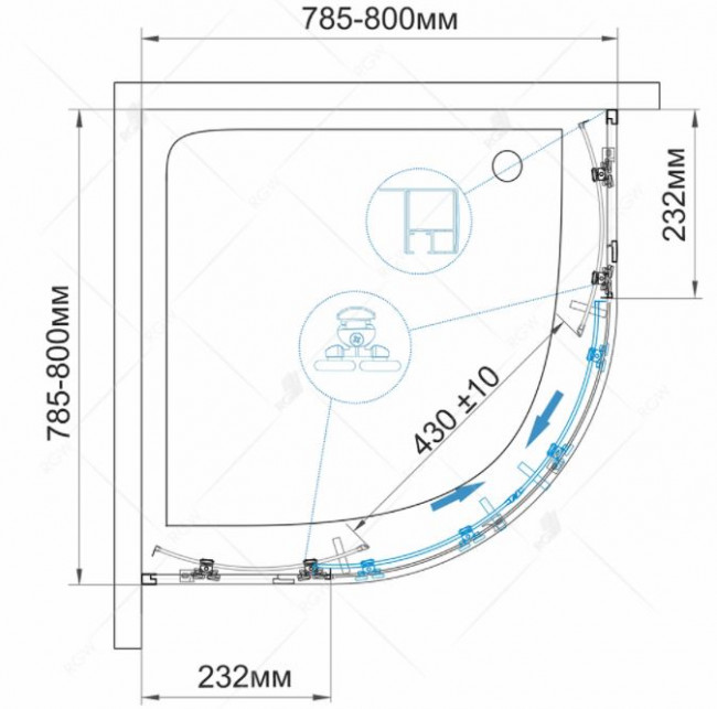 Душевой уголок RGW CL-53B 80*80 06095388-14 прозрачное