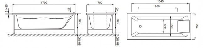 Акриловая ванна Jacob Delafon Sofa E60518RU-00 170*70