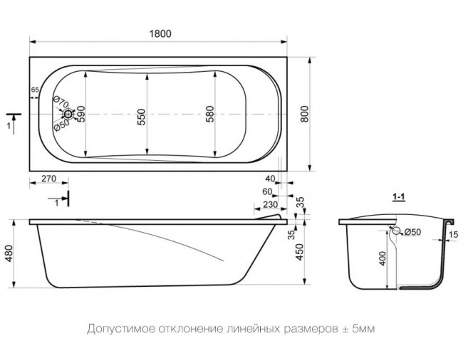 Ванна из литьевого мрамора Delice Triumph 180*80 DLR330012