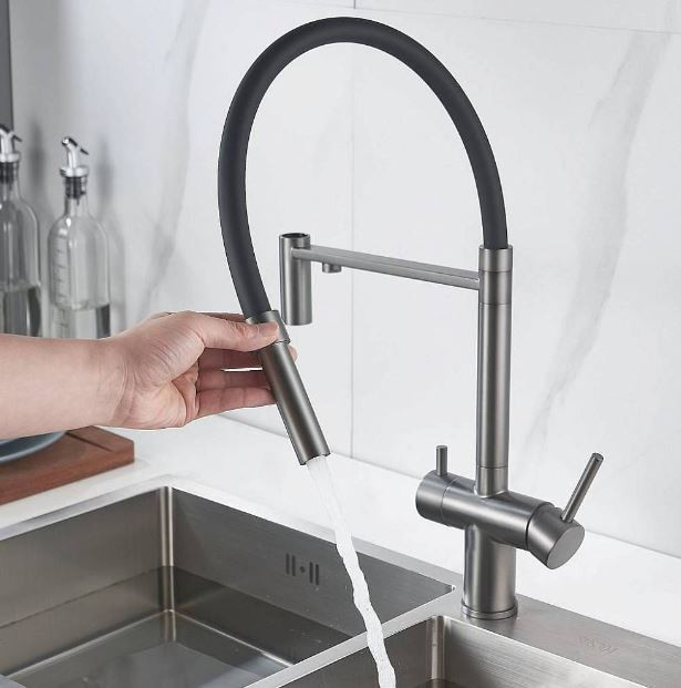 Смеситель Maretti Calabria CA31RGF11 для кухни с подключением к фильтру оружейная сталь