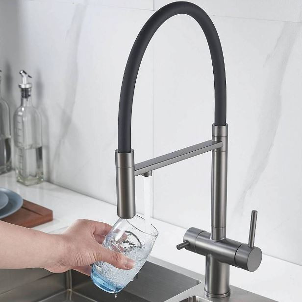 Смеситель Maretti Calabria CA31RGF11 для кухни с подключением к фильтру оружейная сталь