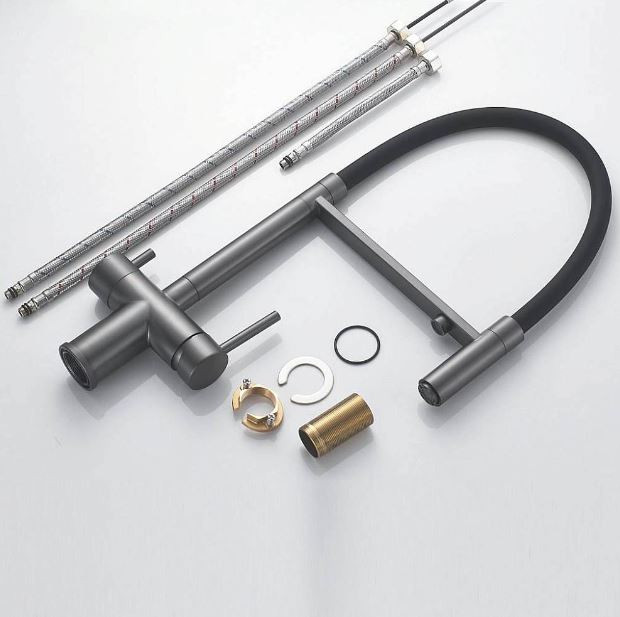 Смеситель Maretti Calabria CA31RGF11 для кухни с подключением к фильтру оружейная сталь