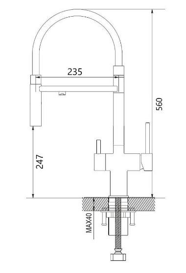 Смеситель Maretti Calabria CA31RGF11 для кухни с подключением к фильтру оружейная сталь