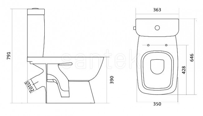 Унитаз-компакт Santek Нео Лайт 1WH302408 диагональный выпуск сиденье без микролифта