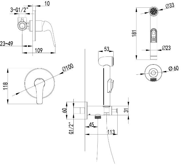Комплект гигиенического душа Lemark Plus Advance LM1219C