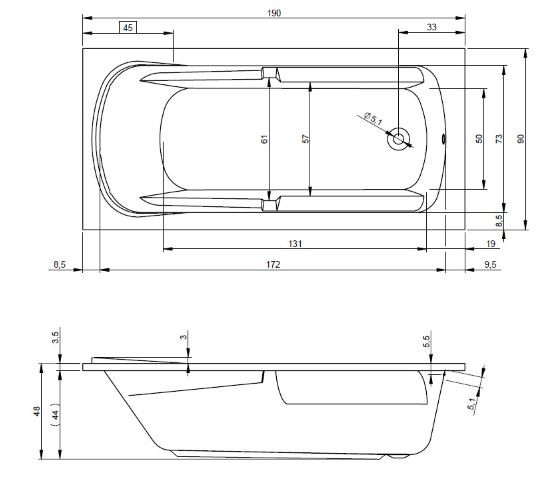 Ванна акриловая Riho Future XL 190*90 B075001005
