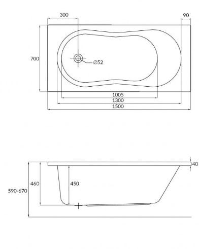 Ванна акриловая Cersanit Nike 150*70 WP-NIKE*150