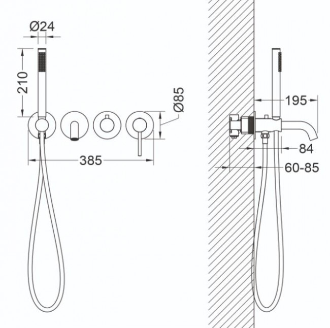 Смеситель Timo Saona 2314/00YSM для ванны встроенный хром