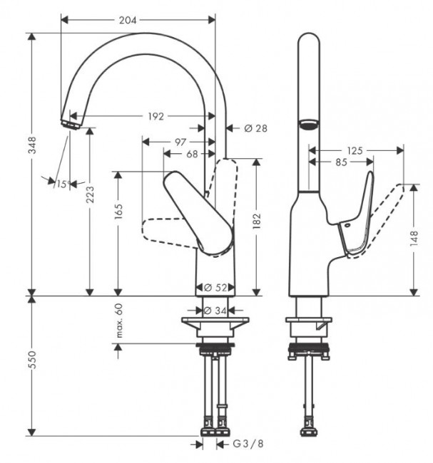 Смеситель Hansgrohe Focus M42 71802000 для кухни
