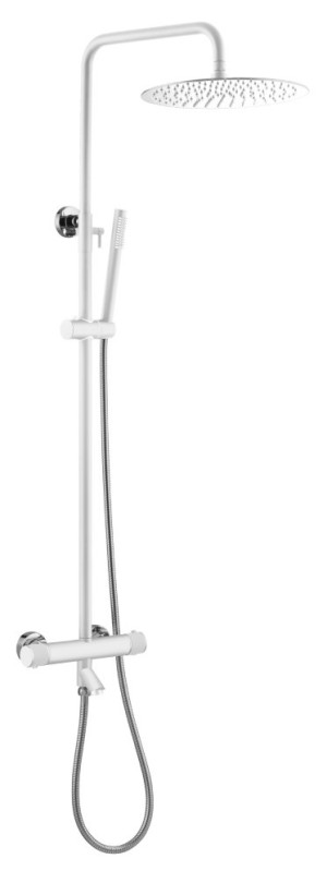 Душевая система Boheme Uno 468-T-WCR термостат белый матовый/хром