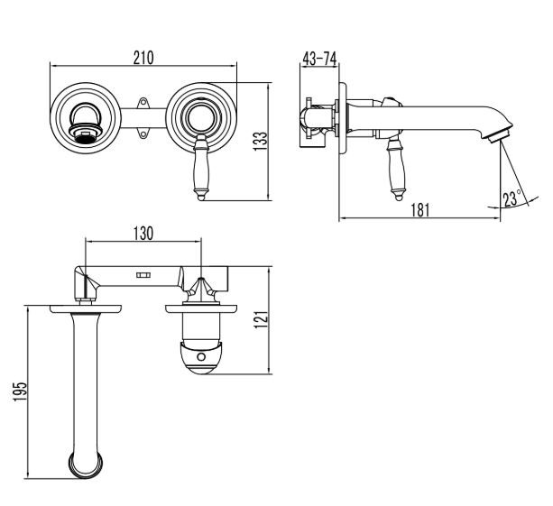 Смеситель Lemark Villa LM4826B для раковины настенный бронза