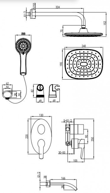 Душевая система Lemark Atlantiss LM3222C встраиваемая