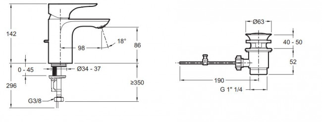 Смеситель Jacob Delafon Gabin E78126-CP для раковины