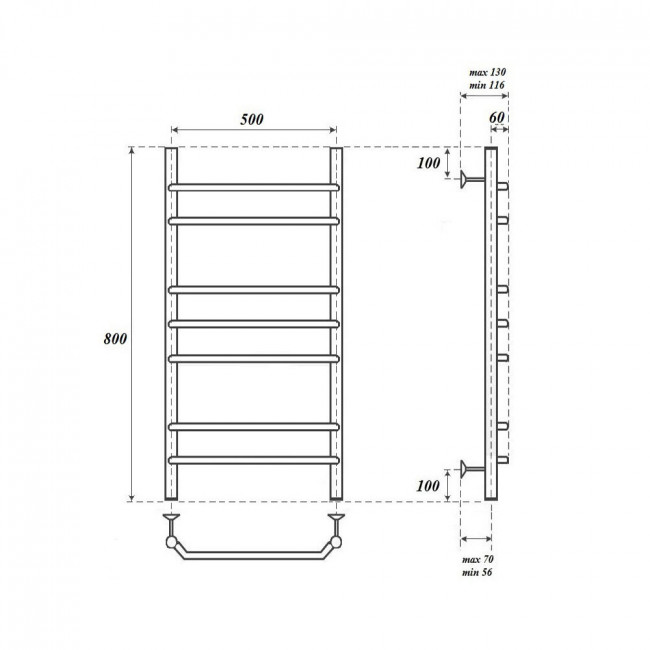 Полотенцесушитель водяной Point Венера PN07158 П7 500*800 хром