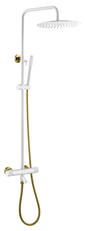 Душевая система Boheme Uno 468-T-WG термостат белый матовый/золото