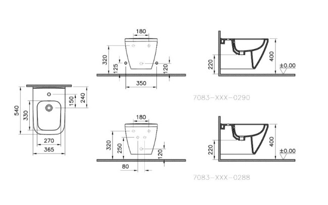 Биде подвесное VitrA Integra Square 7083B003-0288