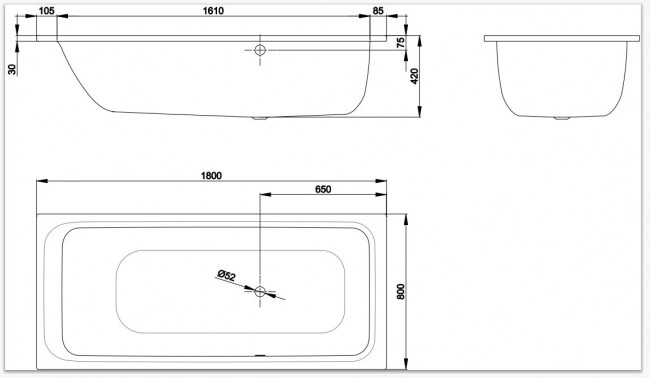 Ванна стальная Bette BetteSelect 180*80 3423-000
