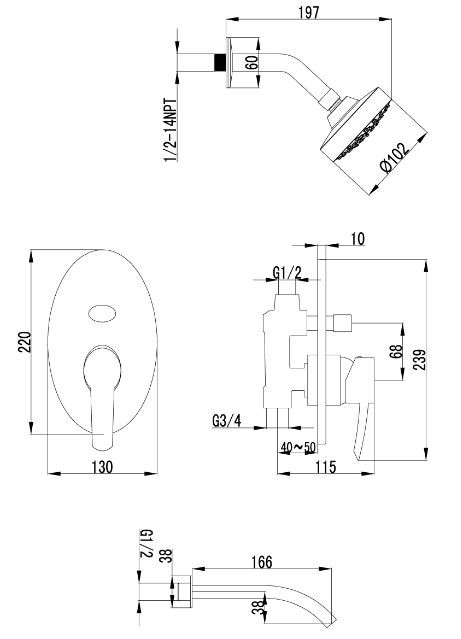 Душевая система Lemark Atlantiss LM3221C встраиваемая