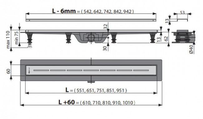 Душевой лоток AlcaPlast APZ18 Simple APZ18-750M
