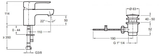 Смеситель Jacob Delafon July E98257-CP для раковины