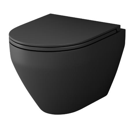 Унитаз подвесной Am.Pm Spirit V2.0 FlashClean C701700MBSC безободковый с микролифтом черный матовый