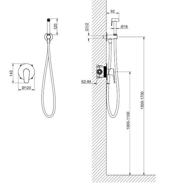 Комплект гигиенического душа Aquatek Бетта AQ1119MB черный матовый