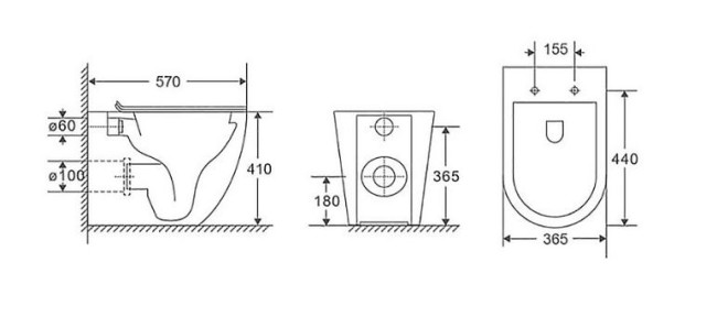 Унитаз приставной Azario Grado AZ-2141D-UQ1 безободковый смыв Торнадо