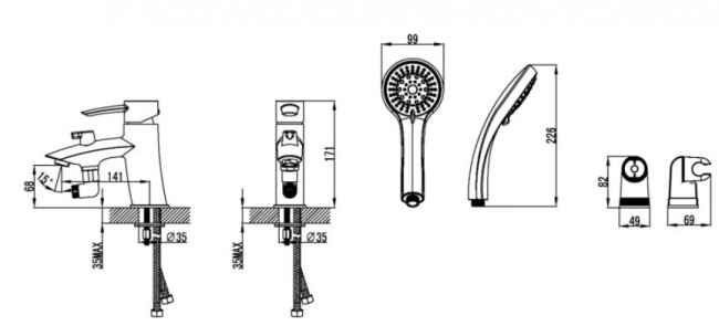 Смеситель Lemark Atlantiss LM3215C на борт ванны