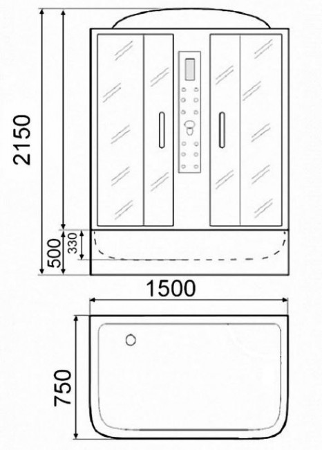 Душевая кабина Parly CNE150 150*75
