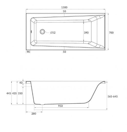 Ванна акриловая Cersanit Lorena 150*70 WP-LORENA*150