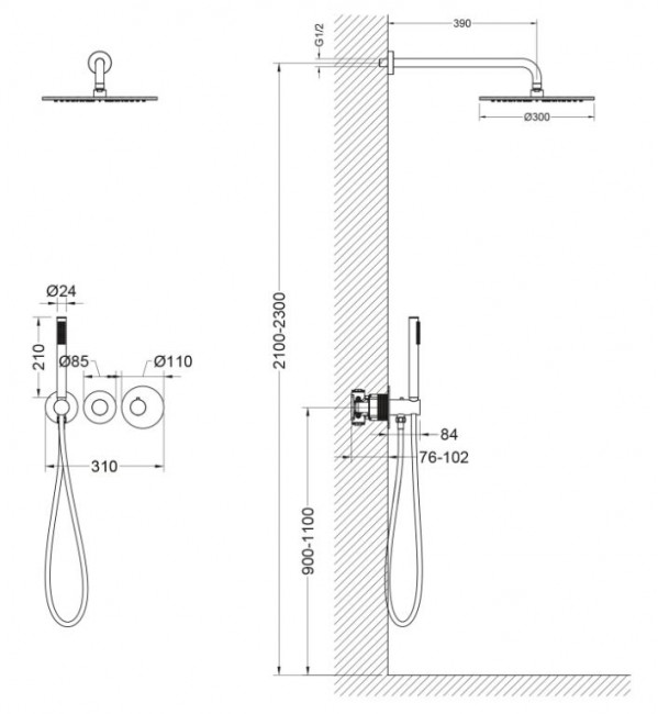 Душевая система Timo Saona SX-2359/00SM встроенная с термостатом хром