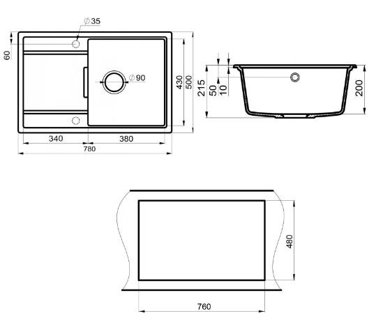 Мойка для кухни Point Лаура 78 PN3005AL серый