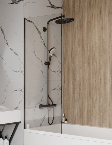Шторка для ванны Maretti Project Black 60 PB41F6014099 прозрачное черный матовый