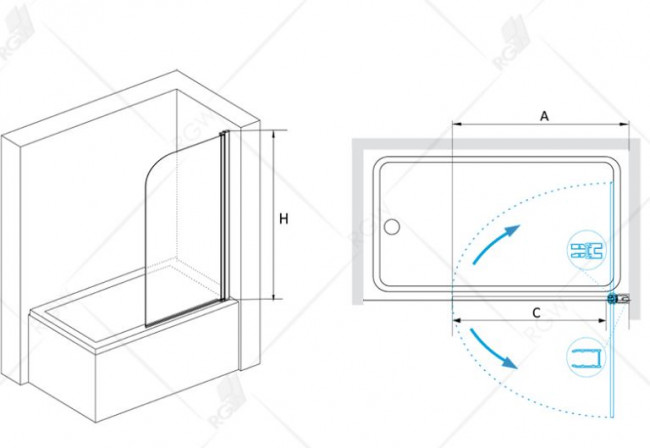 Шторка для ванны RGW SC-09 70 06110907-11 прозрачное